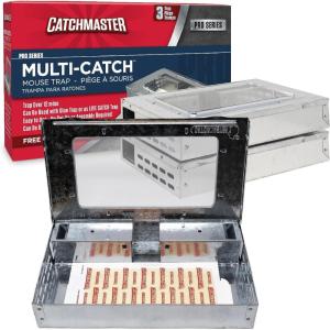 imageCatchmaster Pro Series MultiCatch Mouse Trap 6Pack Humane Mouse Traps Indoor for Home Includes Replaceable Glue Boards Pet Safe Pest Control Live Catch for Garage ampamp ShedRegular