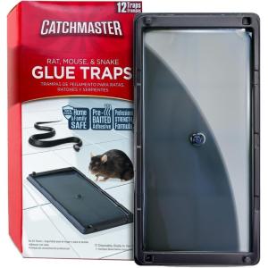 imageCatchmaster Rat Snake and Mouse Traps 12Pk Large Bulk Glue Rat Traps for Home Adhesive Plastic Tray for Inside House Snake Mice ampamp Spider Catcher Pet Safe Pest Control12 Pack
