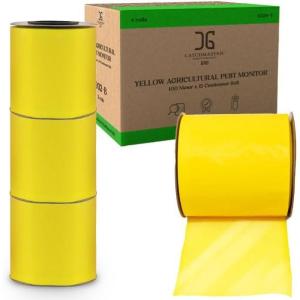 imageCatchmaster XL AG Roll 2PK Double Sided Adhesive Fly Tape Strips Fungus Gnat Sticky Trap for Greenhouse Garden Nursery Pest Control Gardening Supplies Pet Safe Insect Trap 328 x 12quot BlueYellow