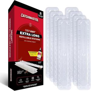 imageCatchmaster DEFIANT Premium Liquid Ant Killer 1Year Supply Kills the Queen and Colony No Mess Precision Bottle Reusable Ant Traps Indoor ampamp Outdoor Pest Control Traps Made in USA8 Extra Long Stations