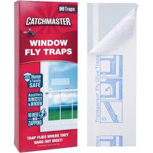 imageCatchmaster Window Fly Traps 12Pack Fruit Fly Traps for Indoors Disposable Bulk Bug Catcher Waterproof Insect Glue Trap Adhesive Strips Pet Safe Pest Control for Home Kitchen ampamp Garage96 Traps