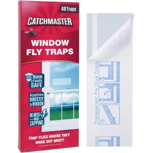 imageCatchmaster Window Fly Traps 12Pack Fruit Fly Traps for Indoors Disposable Bulk Bug Catcher Waterproof Insect Glue Trap Adhesive Strips Pet Safe Pest Control for Home Kitchen ampamp Garage48 Traps