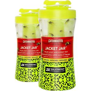 imageCatchmaster Yellow Jacket Hornet ampamp Wasp Trap Jar 2Pk Reusable Bug Catcher with Attractant Outdoor Flying Insect Trap Wasp Killer Bug Trap Pet Safe Pest Control for Backyard Patio ampamp ShedJar Trap 2Pk