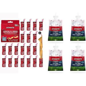 imageCatchmaster Fly Trap Bundle Fly Ribbon 20Pack ampamp Fly Bag 4Pack Fruit Fly Traps for Indoors ampamp Outdoors for Garage Backyard Pool Patio ampamp Camping