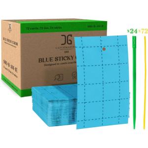 imageCatchmaster Dual Action Plant Labels 100 PK Sticky Insect Trap Plant Stakes for Live Plants Indoor Outdoor Fruit Fly Trap Glue Traps for Home Farm Garden Hydroponics ampamp Greenhouse Pest ControlBlue