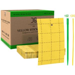 imageCatchmaster Dual Action Plant Labels 100 PK Sticky Insect Trap Plant Stakes for Live Plants Indoor Outdoor Fruit Fly Trap Glue Traps for Home Farm Garden Hydroponics ampamp Greenhouse Pest ControlYellow