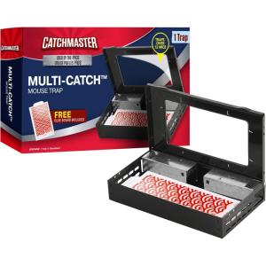 imageCatchmaster MultiCatch Mouse Trap Humane Mouse Trap Indoor for Home Includes 1 Replaceable Glue Board Live Catch Pest Control for Garage ampamp ShedBlack