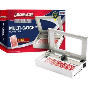 imageCatchmaster MultiCatch Mouse Trap Humane Mouse Trap Indoor for Home Includes 1 Replaceable Glue Board Live Catch Pest Control for Garage ampamp ShedWhite
