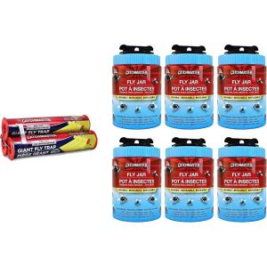 imageCatchmaster Outdoor Fly Trap Bundle Giant Fly Glue Trap 3Pack ampamp Outdoor Fly Jar 6Pack for Garage Backyard Pool Patio ampamp Camping