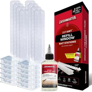 imageCatchmaster DEFIANT Liquid Ant Bait  20 Classic Ant Stations  8 Window Sill Stations Bundle MultiSurface Pest Control Traps for Home ampamp Outdoor Reduce ampamp Remove Colonies