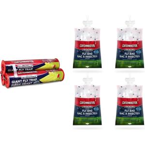 imageCatchmaster Outdoor Fly Trap Bundle Giant Fly Glue Trap 3Pack amp Fly Bag 4Pack for Garage Backyard Pool Patio amp Camping